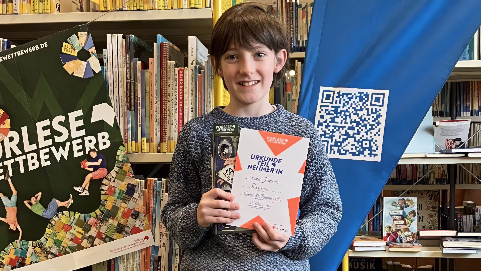 Unser Schulsieger Benedict beim Regionalentscheid des Vorlesewettbewerbs
