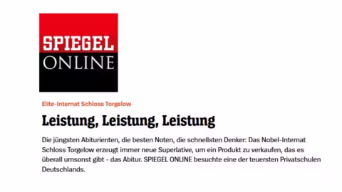 Spiegel Online: Elite-Internat Schloss Torgelow: Leistung, Leistung, Leistung