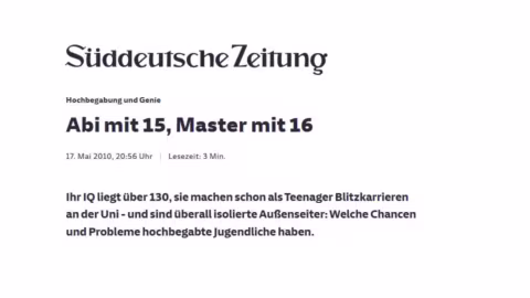 Süddeutsche Zeitung: Abi mit 15, Master mit 16