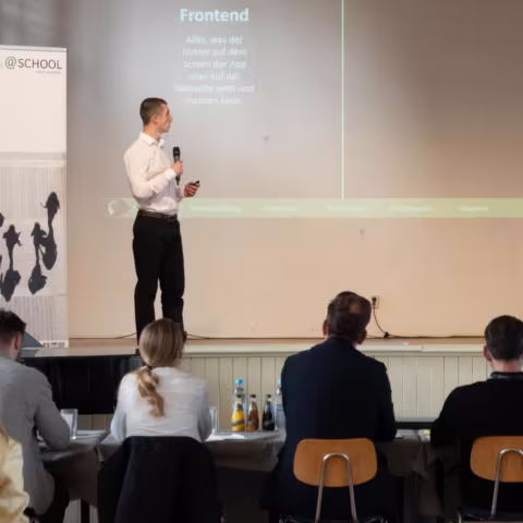 Präsentation von Geschäftsideen beim Wettbewerb business@school